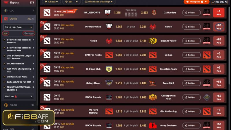 Kinh nghiệm cá độ Dota 2 - cá cược esport fi88